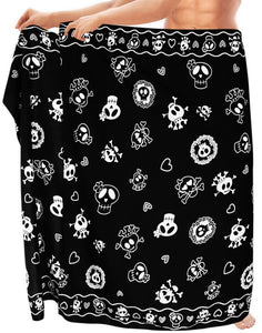LA LEELA Beach Wear Mens Sarong Pareo Wrap Cover upss Bathing Suit Beach Towel Swimming Halloween Black_B925