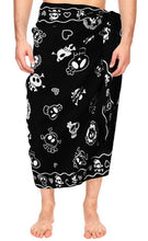 Load image into Gallery viewer, LA LEELA Beach Wear Mens Sarong Pareo Wrap Cover upss Bathing Suit Beach Towel Swimming Halloween Black_B925