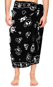 LA LEELA Beach Wear Mens Sarong Pareo Wrap Cover upss Bathing Suit Beach Towel Swimming Halloween Black_B925