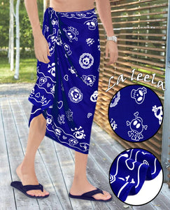 LA LEELA Beach Wear Mens Sarong Pareo Wrap Cover upss Bathing Suit Beach Towel Swimming Blue_B924