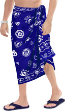 Load image into Gallery viewer, LA LEELA Beach Wear Mens Sarong Pareo Wrap Cover upss Bathing Suit Beach Towel Swimming Blue_B924