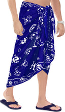Load image into Gallery viewer, LA LEELA Beach Wear Mens Sarong Pareo Wrap Cover upss Bathing Suit Beach Towel Swimming Blue_B924