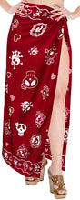 Load image into Gallery viewer, la-leela-soft-light-beach-long-swimsuit-girls-sarong-printed-88x39-red_2540