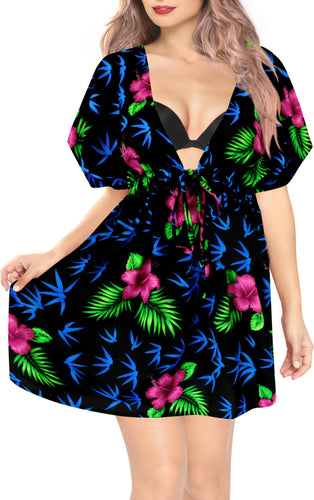 la-leela-bikni-swimwear-soft-fabric-printed-beachwear-loose-cover-up-OSFM 14-24W [L- 3X]-Halloween Black_B916