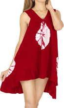 Load image into Gallery viewer, La Leela Rayon Womens Swimwear Swimsuit Sleeveless Bikini Casual Beach Dress Red