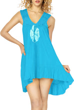 Load image into Gallery viewer, La Leela Beachwear Sleeveless V Neck Swimwear Swimsuit Bikini Cover up Dress BLU