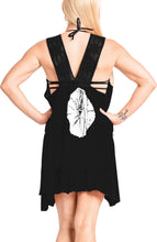 Load image into Gallery viewer, LA LEELA Women&#39;s Bohemian Vintage Ethnic Style Summer Shirt Dress Hand Tie Dye Black