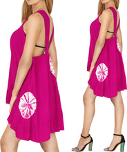 Load image into Gallery viewer, La Leela Rayon Evening Swimwear Swimsuit Bikini Casual Sleeveless Beach Dress Pink_White
