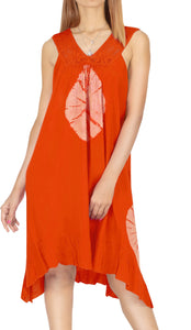 La Leela Frill Swimsuit Rayon Bikini Swimwear Cover up Evening Sleeveless Dress 