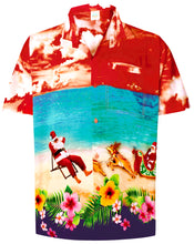 Load image into Gallery viewer, la-leela-mens-casual-beach-hawaiian-shirt-aloha-christmas-santa-front-pocket-short-sleeve-orange_w586