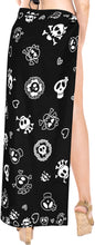 Load image into Gallery viewer, LA LEELA Women Halloween Skulls Skeleton Beach Cover Up Sarong Swimsuit Coverup Pareo One Size Black_B874