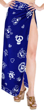 Load image into Gallery viewer, la-leela-soft-light-beach-long-swimsuit-sarong-printed-78x39-royal-blue_58
