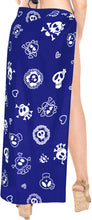 Load image into Gallery viewer, LA LEELA Women Halloween Skulls Skeleton Swimsuit Cover Up Beach Sarong Wrap Skirt One Size Blue_B873