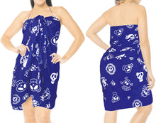 Load image into Gallery viewer, LA LEELA Women Halloween Skulls Skeleton Swimsuit Cover Up Beach Sarong Wrap Skirt One Size Blue_B873