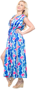Women's Floral Swimwear Swimsuit Bikini Cover up Loose OPEN FRONT Cardigan B_Blu