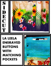 Load image into Gallery viewer, la-leela-mens-casual-beach-hawaiian-shirt-aloha-christmas-santa-front-pocket-short-sleeve-black_w585