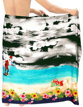 Load image into Gallery viewer, la-leela-christmas-santa-beach-pareo-bathing-mens-wrap-78x39-black_7112
