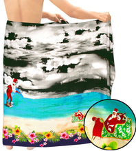 Load image into Gallery viewer, la-leela-christmas-santa-beach-pareo-bathing-mens-wrap-78x39-black_7112