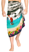 Load image into Gallery viewer, la-leela-christmas-santa-beach-pareo-bathing-mens-wrap-78x39-black_7112