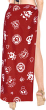 Load image into Gallery viewer, LA LEELA Women Halloween Skulls Skeleton Pareo Beach Swimwear Wrap Bikini Sarong Skirt One Size Red_B818