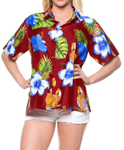 la-leela-womens-beach-casual-hawaiian-blouse-short-sleeve-button-down-shirt-maroon