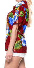 Load image into Gallery viewer, la-leela-womens-beach-casual-hawaiian-blouse-short-sleeve-button-down-shirt-maroon