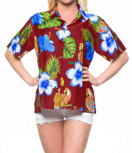 la-leela-womens-beach-casual-hawaiian-blouse-short-sleeve-button-down-shirt-maroon