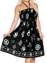 Load image into Gallery viewer, LA LEELA Women&#39;s One Size Beach Dress Tube Dress Blue One Size Skull printed black