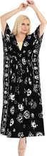 Load image into Gallery viewer, la-leela-likre-printed-skull-long-caftan-dress-women-printed_kaftan-black