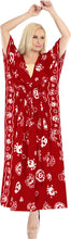 Load image into Gallery viewer, la-leela-likre-printed-skull-long-caftan-dress-women-printed_kaftan-Red