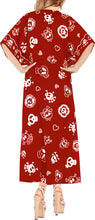 Load image into Gallery viewer, LA LEELA Likre Skull Printed Long Caftan Dress Women Red Long