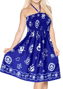 la-leela-womens-one-size-beach-dress-tube-dress-Blue-one-size-Skull-Printed