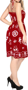 LA LEELA Women's One Size Beach Dress Tube Dress Blue One Size Skull printed Red