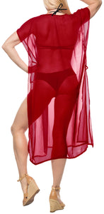 La Leela Sheer Chiffon Open Sides Swimwear Beachwear Swimsuit Bikini Cover up Re