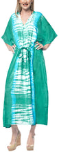 Load image into Gallery viewer, la-leela-rayon-tie_dye-caftan-beach-dress-vacation-top-green_1384-osfm-14-32w