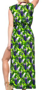 La Leela Women Long Sleeve Plus Size Swimsuit Bikini Beach Cover UPS, Green 1X