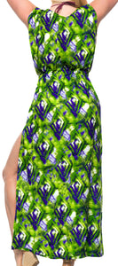 La Leela Women Long Sleeve Plus Size Swimsuit Bikini Beach Cover UPS, Green 1X