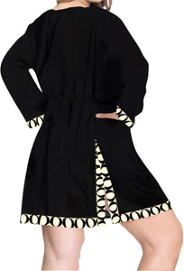 La Leela Womens Long Sleeve Black Plus size swimwear swimsuit Bikini Cover up
