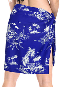La Leela Women's Hawaiian Bikini Beach Wrap Sheer Sarong Swimming Bathing suit Beachwear Swim Dress Pareo Cover up Long 78"X42"  Blue 906405