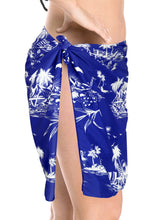 Load image into Gallery viewer, La Leela Women&#39;s Hawaiian Bikini Beach Wrap Sheer Sarong Swimming Bathing suit Beachwear Swim Dress Pareo Cover up Long 78&quot;X42&quot;  Blue 906405
