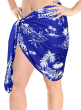 Load image into Gallery viewer, La Leela Women&#39;s Hawaiian Bikini Beach Wrap Sheer Sarong Swimming Bathing suit Beachwear Swim Dress Pareo Cover up Long 78&quot;X42&quot;  Blue 906405