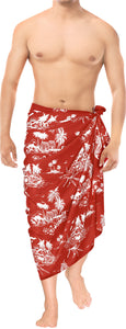 LA-LEELA-Men's-Bathing-Suit-Cover-Up-Beach-Swim-Pareo-Sarongs-One-Size-Red_B712