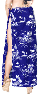LA LEELA Women's Printed Long Beach Wrap Beach Swimsuit Cover Up  Sarong Wrap- ONE SIZE