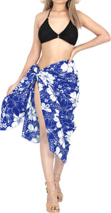 LA LEELA Women's Summer Flower Print Long Sarong Pareo Beach Wrap Swim Wear Cover Up