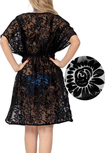 LA LEELA Women's Summer Sheer Embroided Chiffon Cover up Beach Swimsuit Bikini Wrap