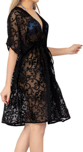 LA LEELA Women's Summer Sheer Embroided Chiffon Cover up Beach Swimsuit Bikini Wrap