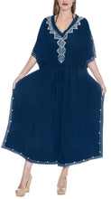 Load image into Gallery viewer, la-leela-rayon-solid-caftan-beach-dress-women-blue_4082-osfm-14-22w