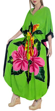 Load image into Gallery viewer, la-leela-rayon-printed-caftan-beach-dress-top-parrot-green_1413-osfm-12-20wl-2x