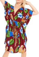 Load image into Gallery viewer, la-leela-likre-printed-short-caftan-beach-dress-maroon_4088-osfm-16-28w-xl-4x-maroon_b635