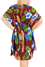 Load image into Gallery viewer, la-leela-likre-printed-short-caftan-beach-dress-maroon_4088-osfm-16-28w-xl-4x-maroon_b635